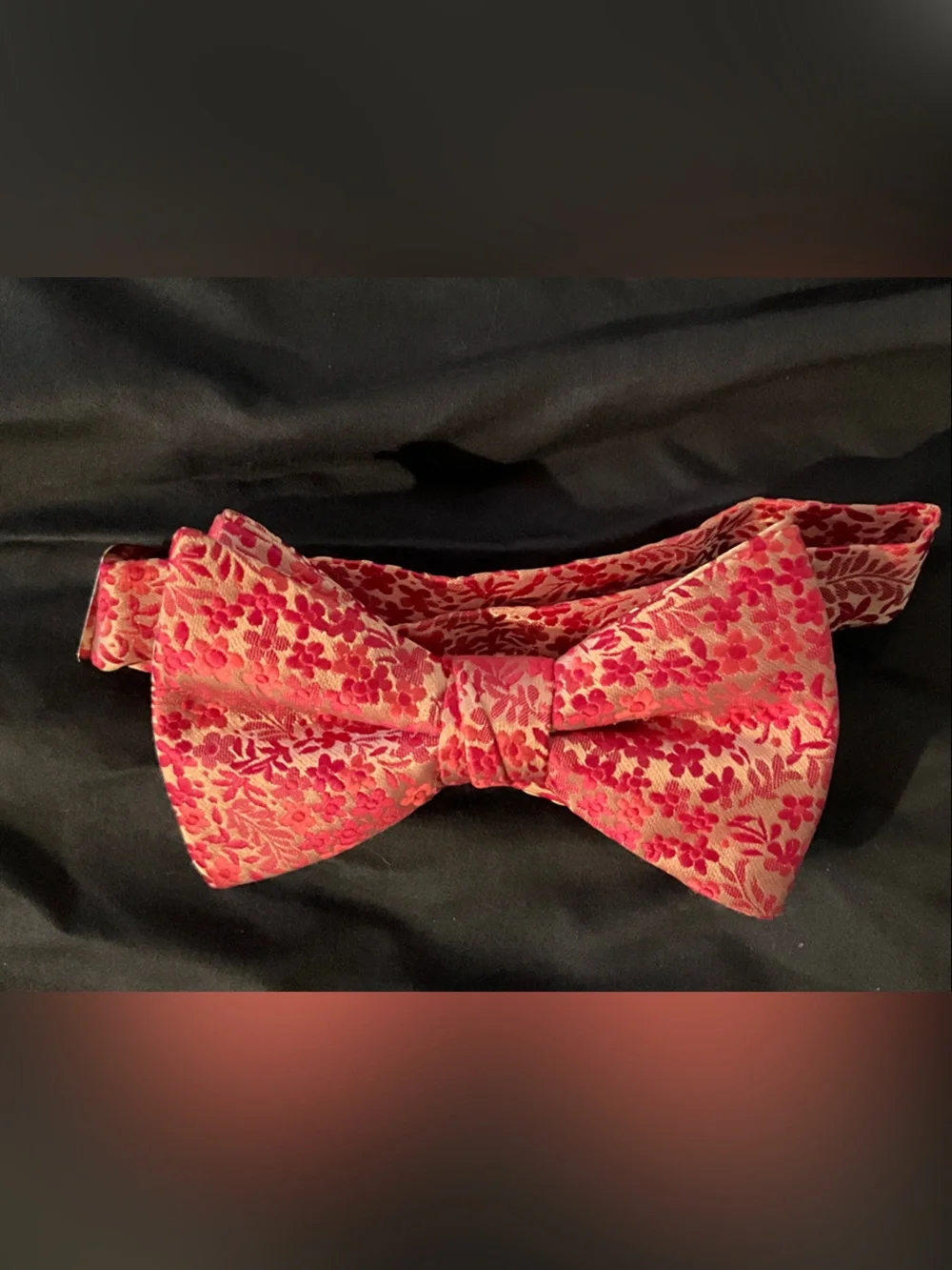 Source Unknown Red Floral Silk Bow Tie
